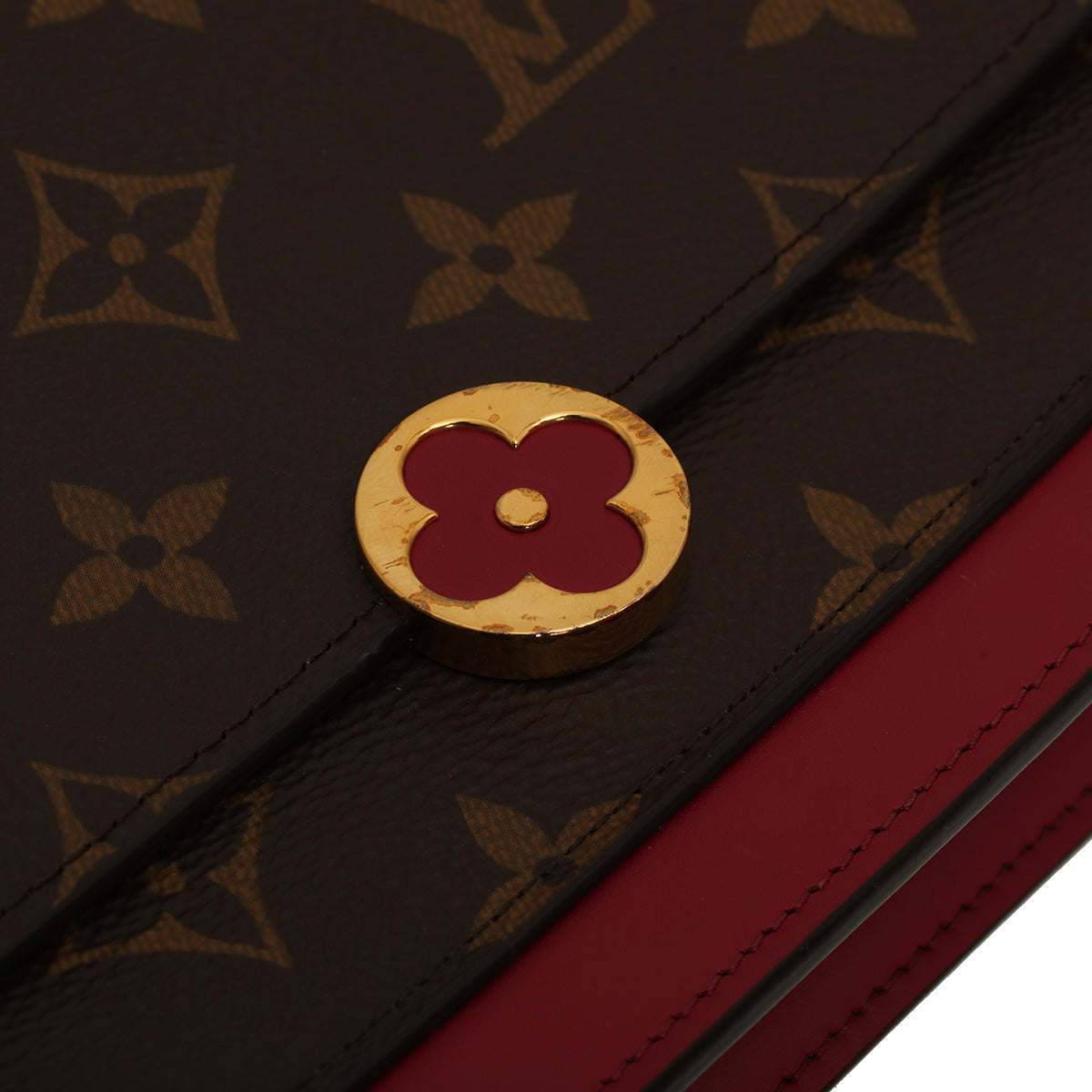 LV Fuchsia Monogram Flore Chain Wallet