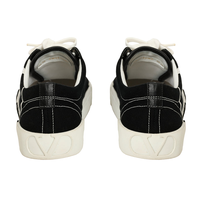 V Logo Canvas And Suede Low-Top Sneakers Size: 38.5