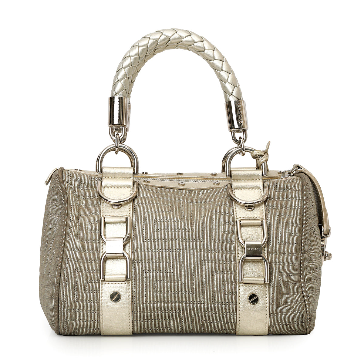 Glitter Silver Quilted Leather Handbag