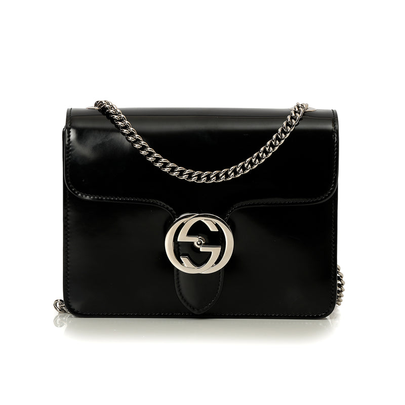 Pre-loved Gucci Black Patent Leather GG Interlocking G Bag One Size