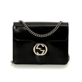 Black Patent Leather GG Interlocking G Bag One Size