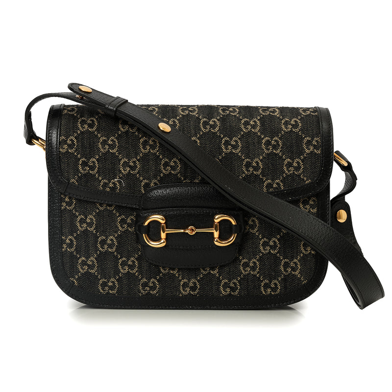 Pre loved Gucci Horsebit 1955 Black & Ivory Shoulder Bag Small
