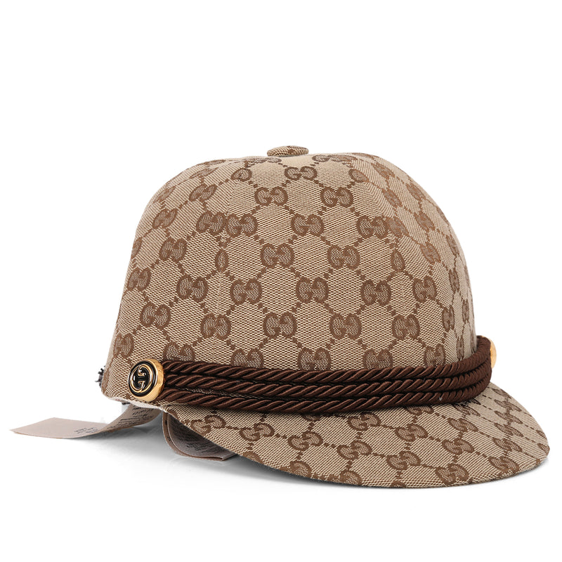 Beige/Brown GG Canvas Riding Hat- S