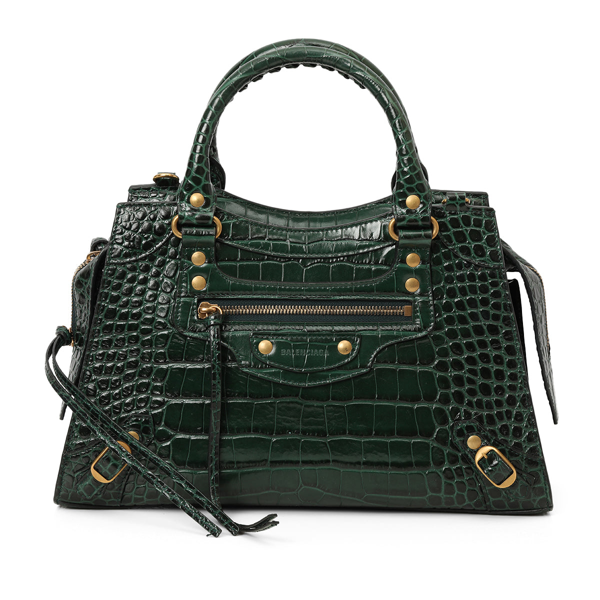 Croc-Embossed Calfskin Leather Neo Classic Small City Bag