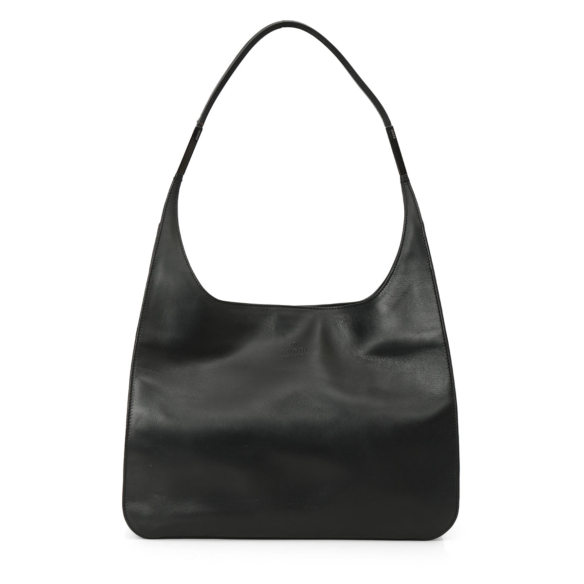 Vintage Black Leather Hobo Bag One Size