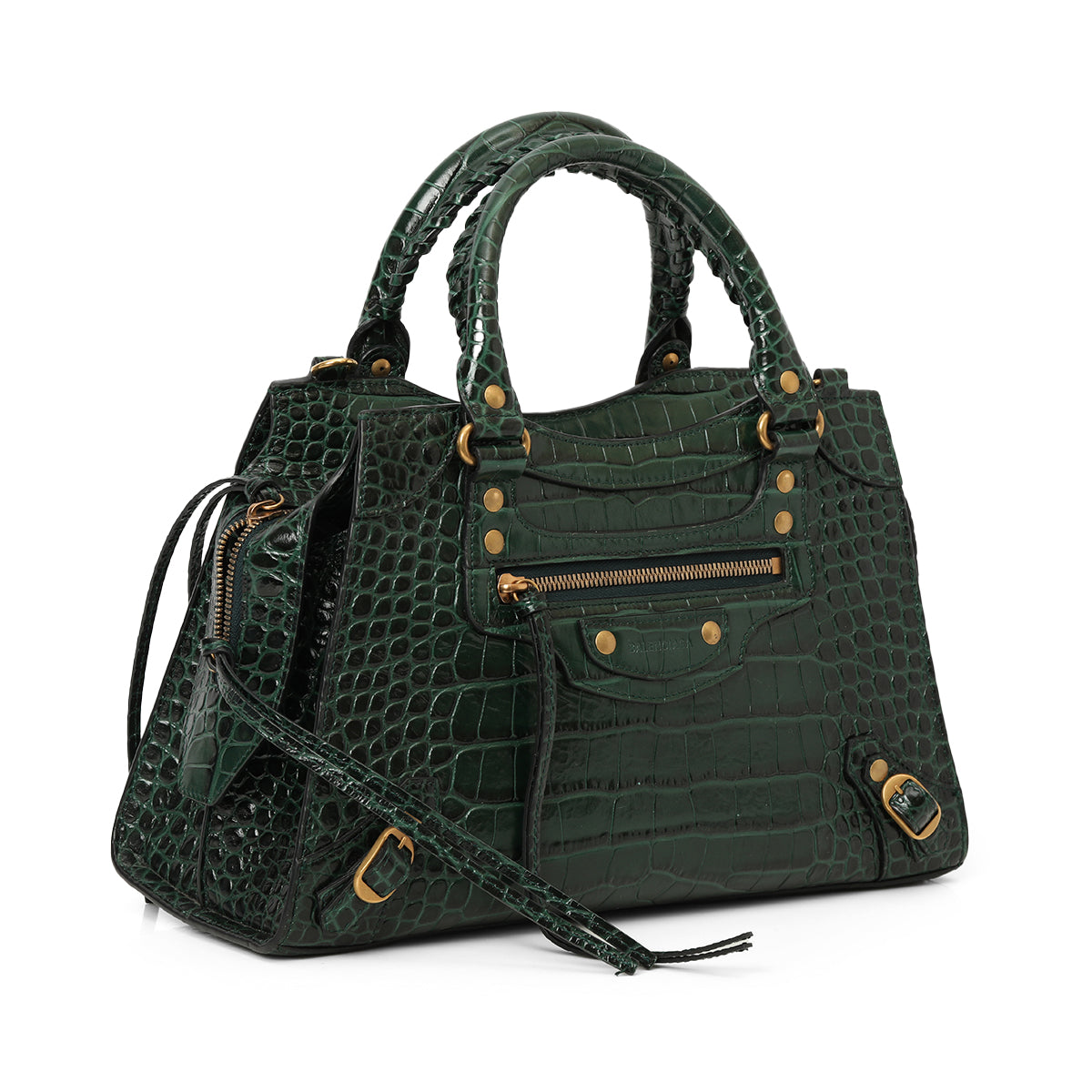 Croc-Embossed Calfskin Leather Neo Classic Small City Bag