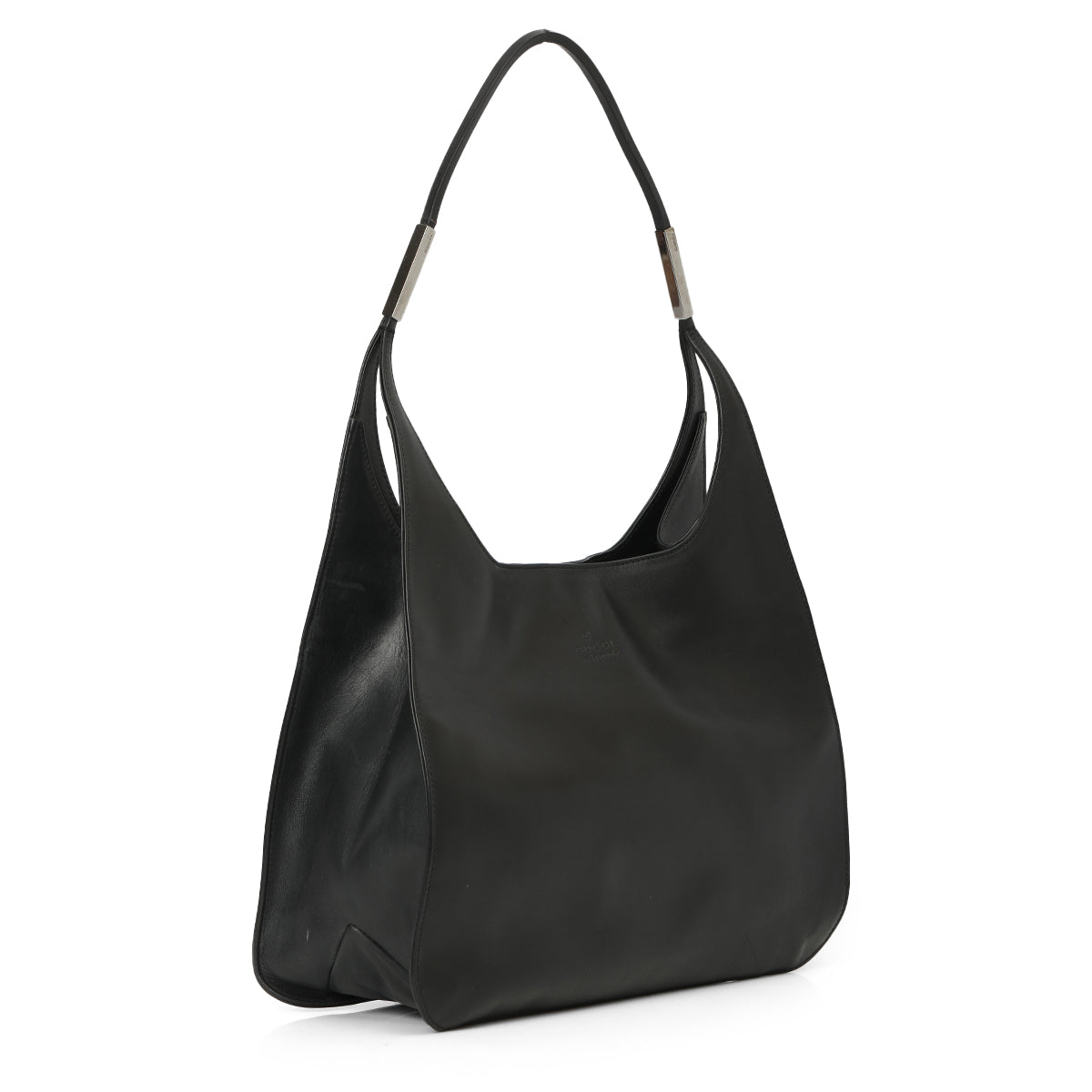 Vintage Black Leather Hobo Bag One Size