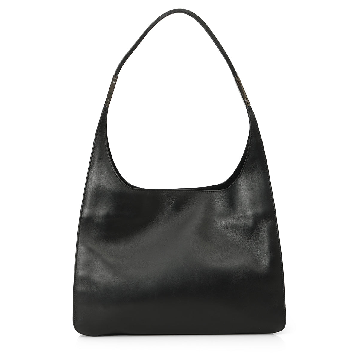 Vintage Black Leather Hobo Bag One Size