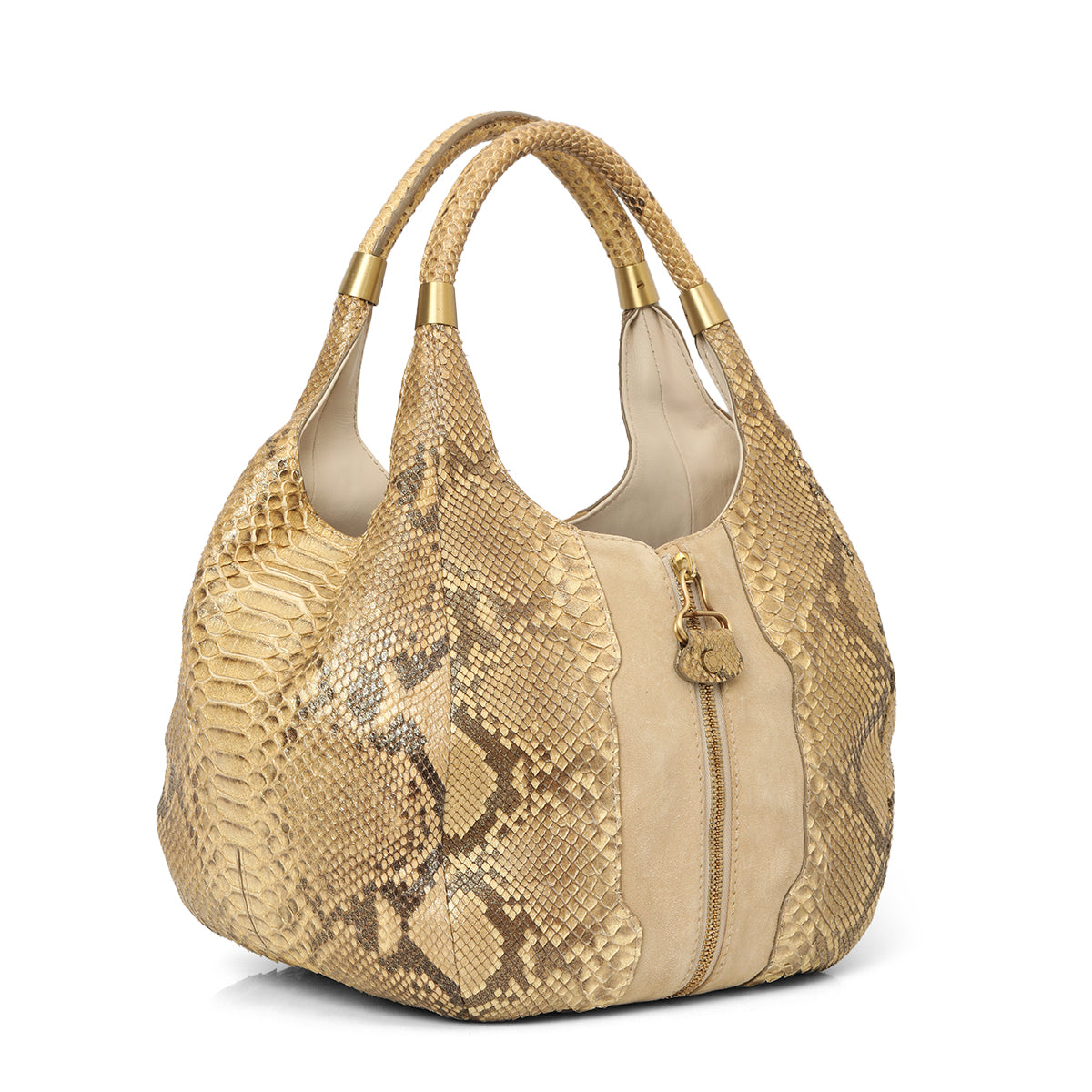 Snakeskin and Suede Mandah Expandle Hobo Bag One Size