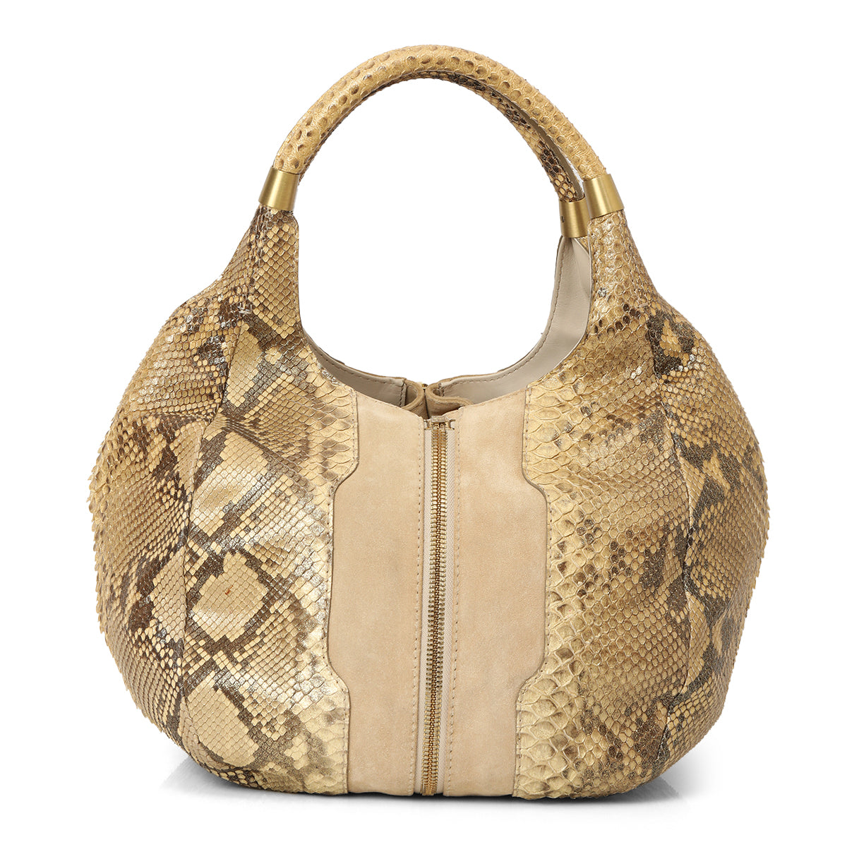 Snakeskin and Suede Mandah Expandle Hobo Bag One Size