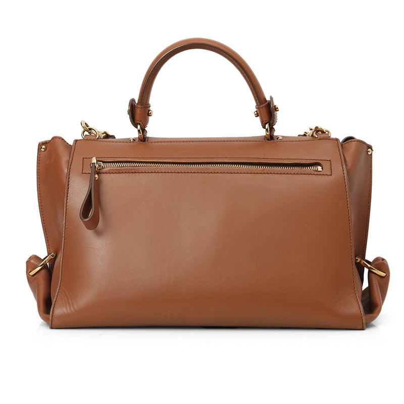Sofia Leather Top Handle Bag Large
