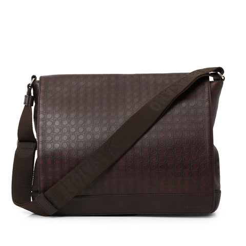 Brown Leather Messenger Bag One Size