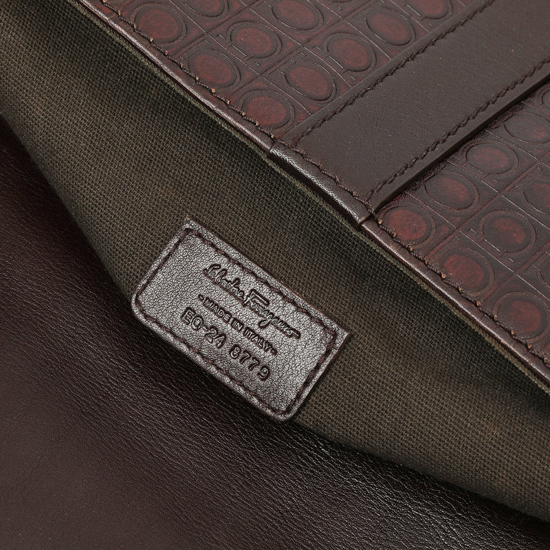 Women salvatore ferragamo brown leather messenger bag one size black