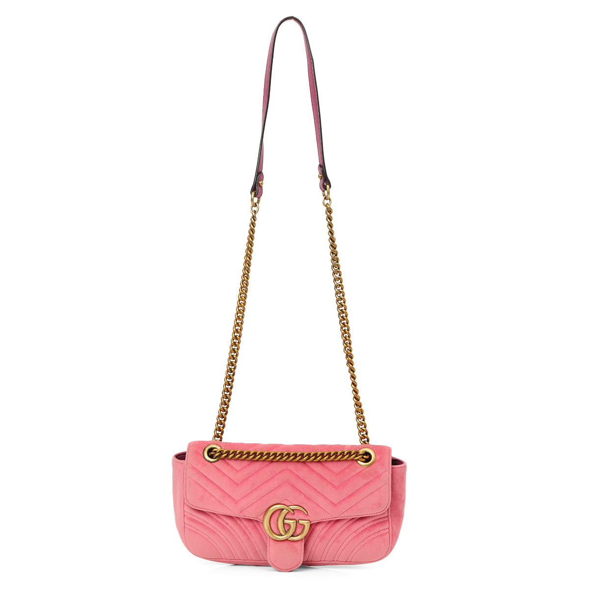 GG Marmont Pink Velvet Medium Shoulder Bag