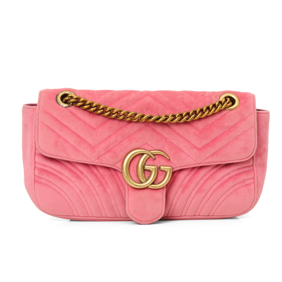 GG Marmont Pink Velvet Medium Shoulder Bag