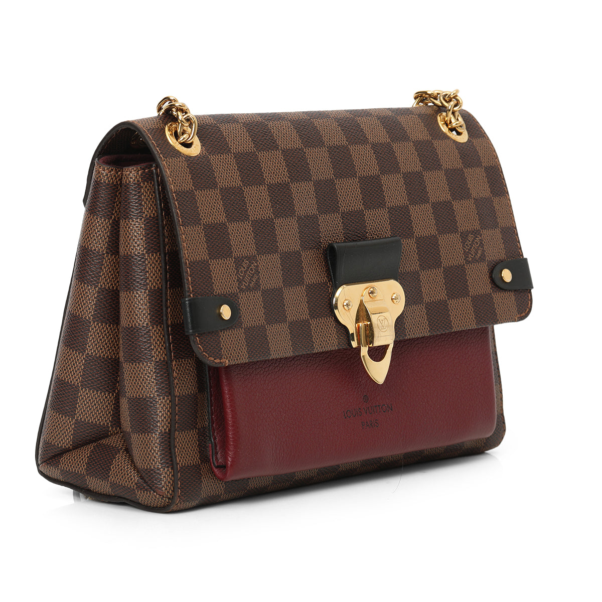 Black And Maroon Damier Ebene Vavin PM Bag