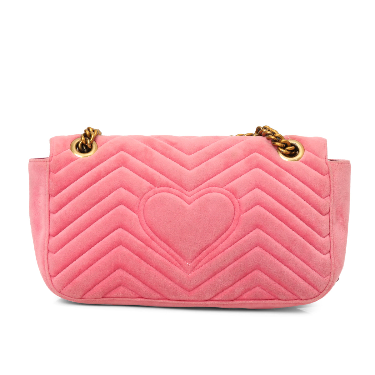 GG Marmont Pink Velvet Medium Shoulder Bag