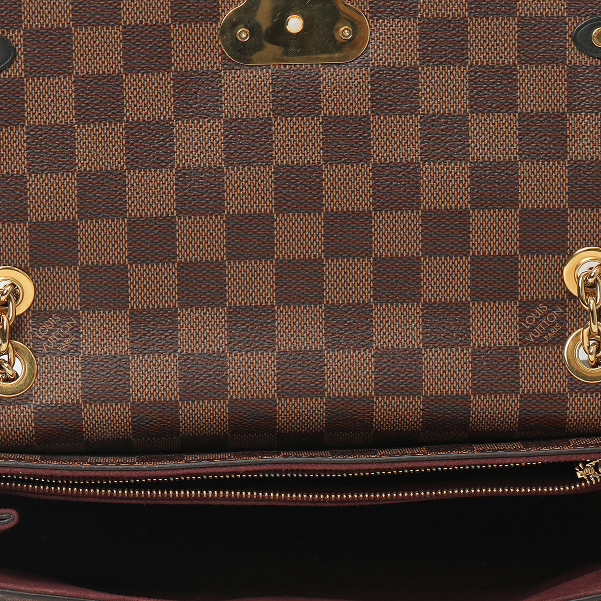 Black And Maroon Damier Ebene Vavin PM Bag