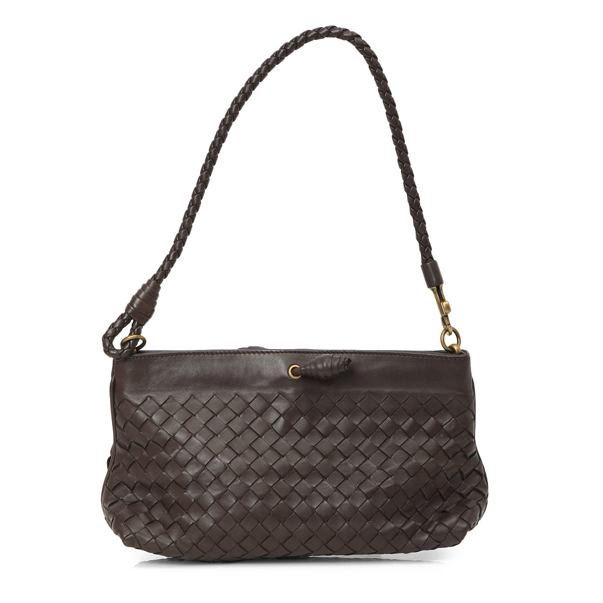 Ebano Intrecciato Leather Mini Shoulder Bag