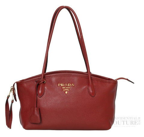 Vitello Phenix Leather Rubino Red Shoulder Bag