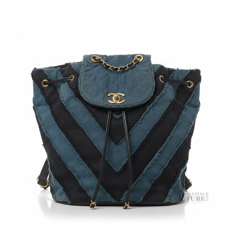 Blue/Black Paris-Cuba Canvas Twist Backpack- Restored