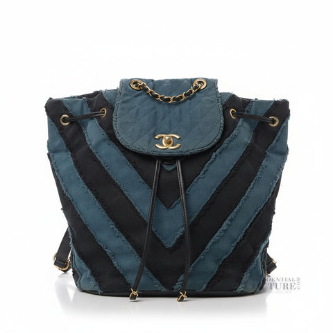 Blue/Black Paris-Cuba Canvas Twist Backpack- Restored