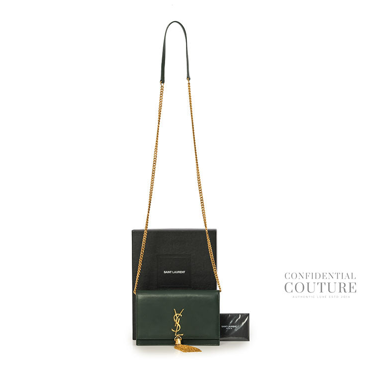 Kate Tassel Green Smooth Leather
