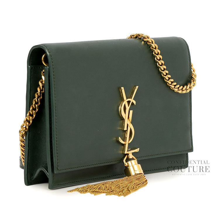 Kate Tassel Green Smooth Leather