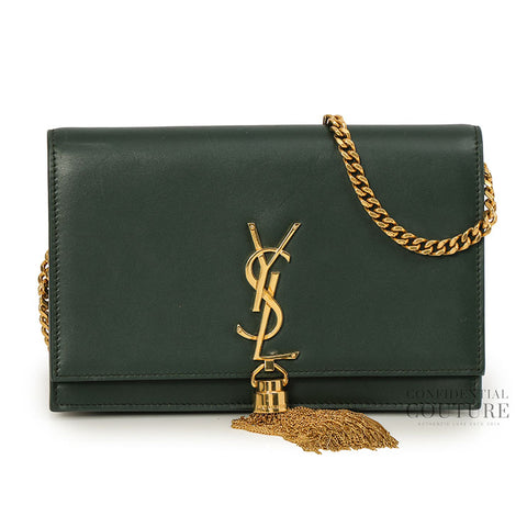 Kate Tassel Green Smooth Leather