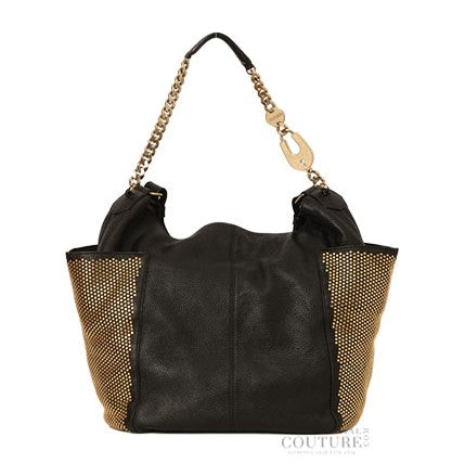 Black Anna Studded Leather Shoulder Bag