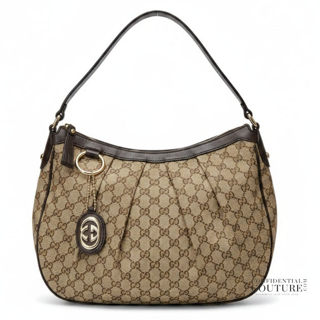 GG Canvas Beige/Ebony Sukey Medium Hobo Bag