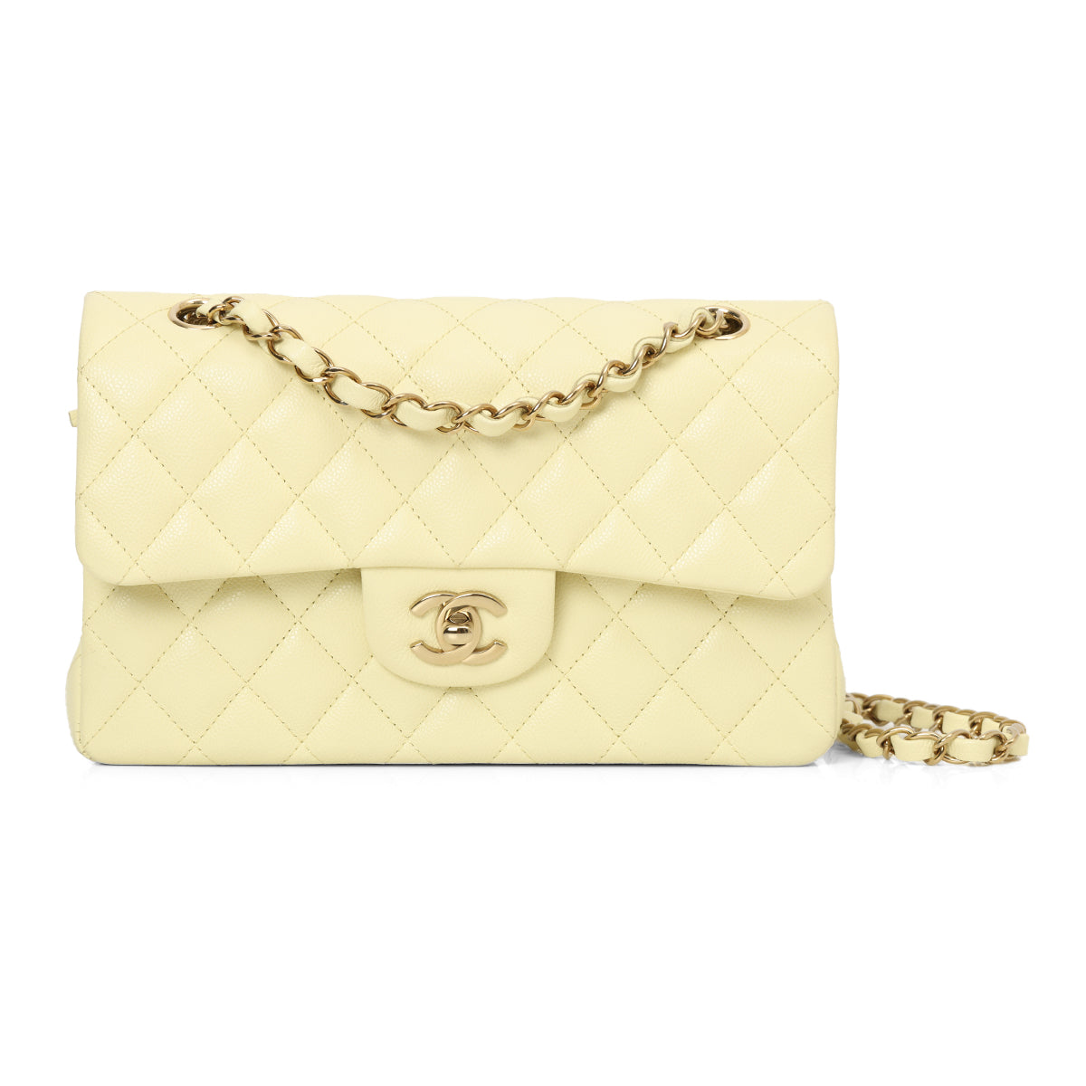 Pastel Yellow Classic Small Double Flap Bag