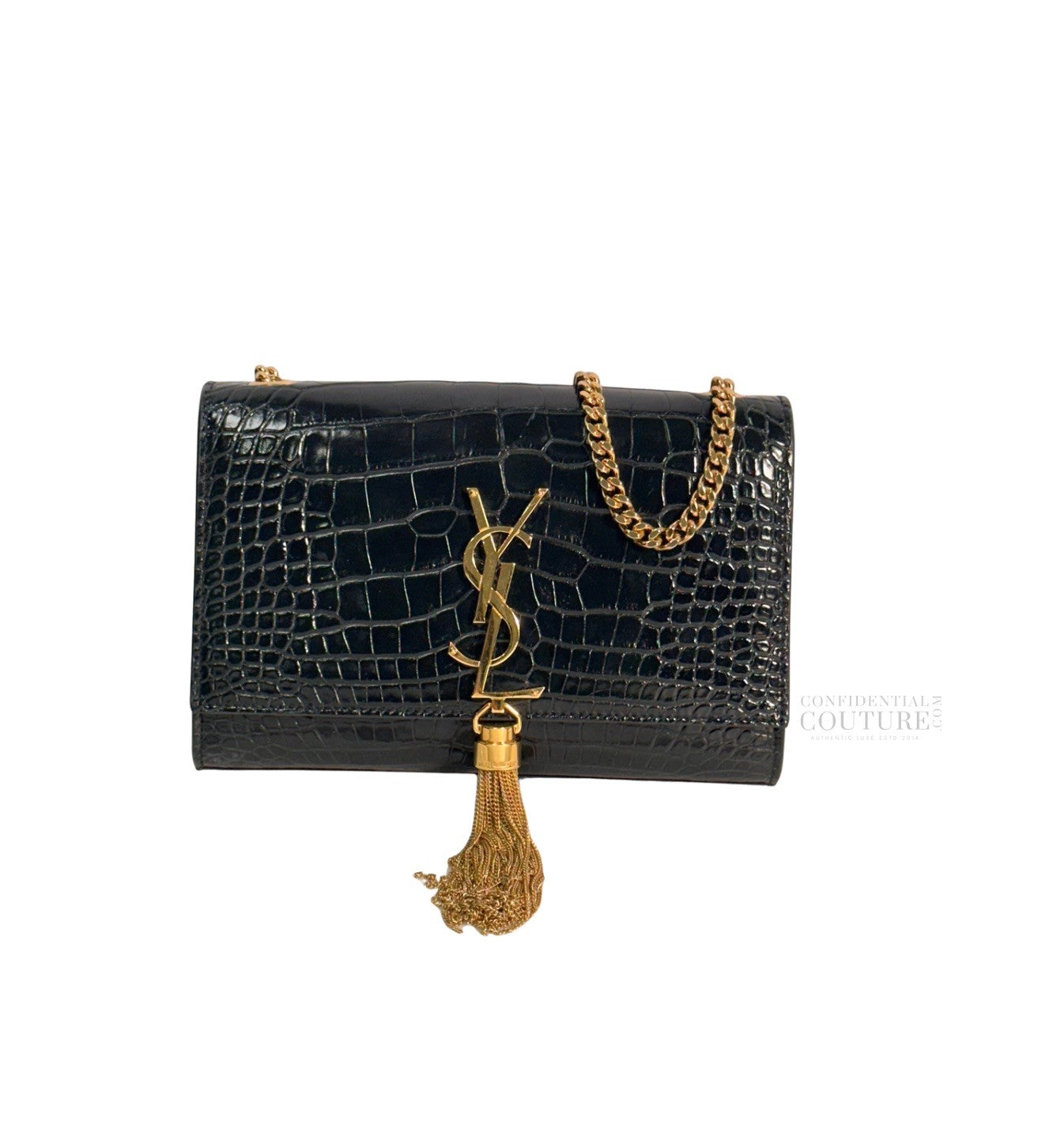 Saint Laurent Kate Black Alligator Mississippiensis Bag