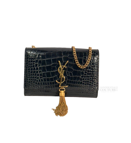 Saint Laurent Kate Black Alligator Mississippiensis Bag