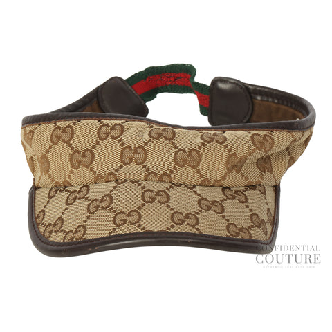 GG Beige Canvas Visor Hat