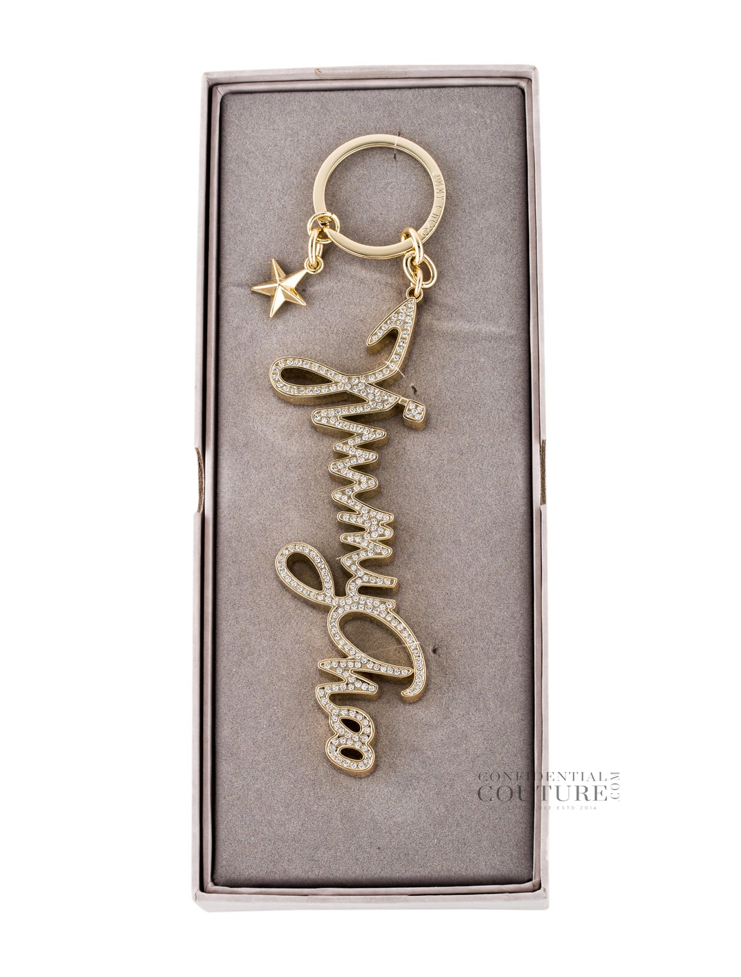 Gold Crystal Embellished Signature Keychain