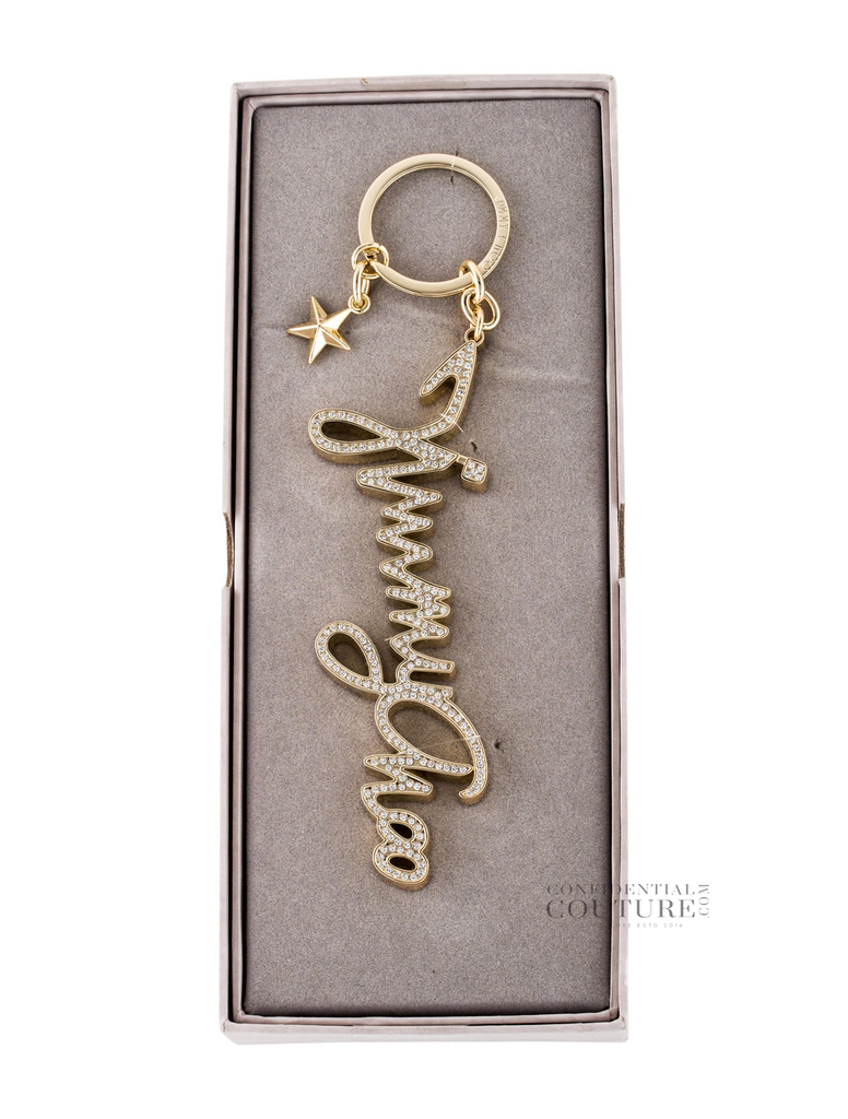 Gold Crystal Embellished Signature Keychain – Confidential Couture