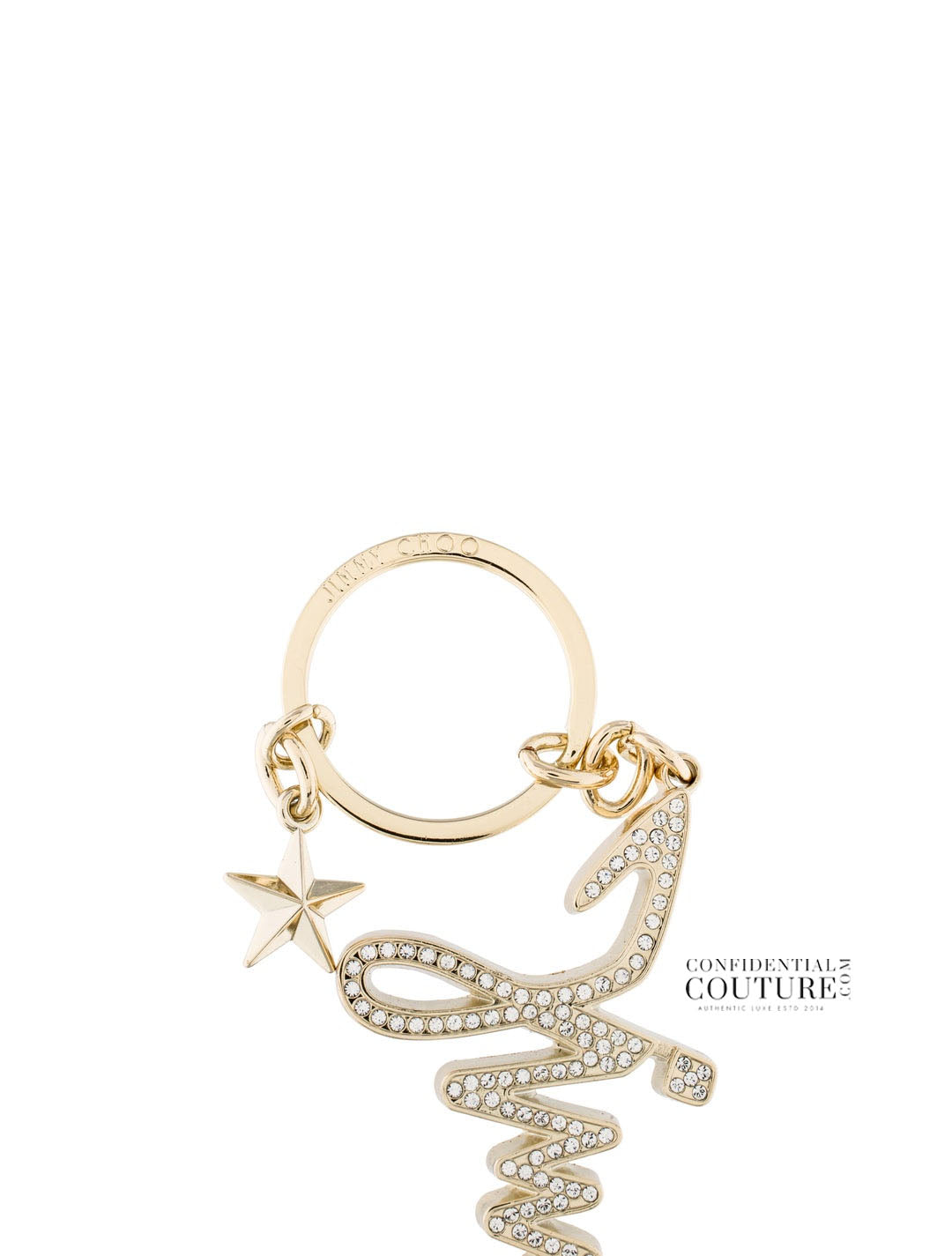 Gold Crystal Embellished Signature Keychain