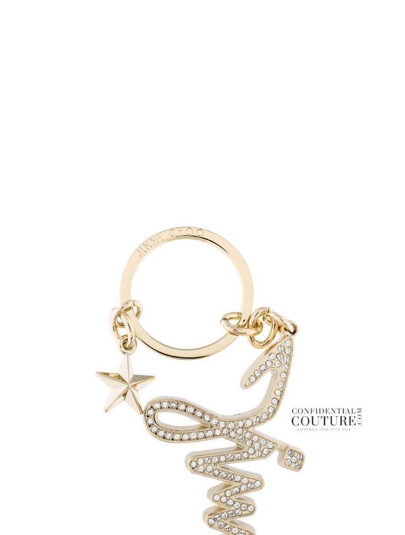 Gold Crystal Embellished Signature Keychain