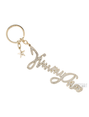 Gold Crystal Embellished Signature Keychain