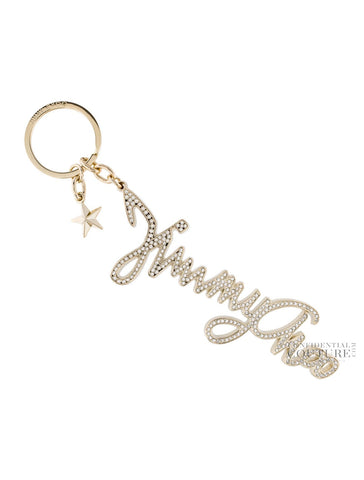 Gold Crystal Embellished Signature Keychain