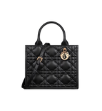 Black Small Microcannage Leather Book Tote
