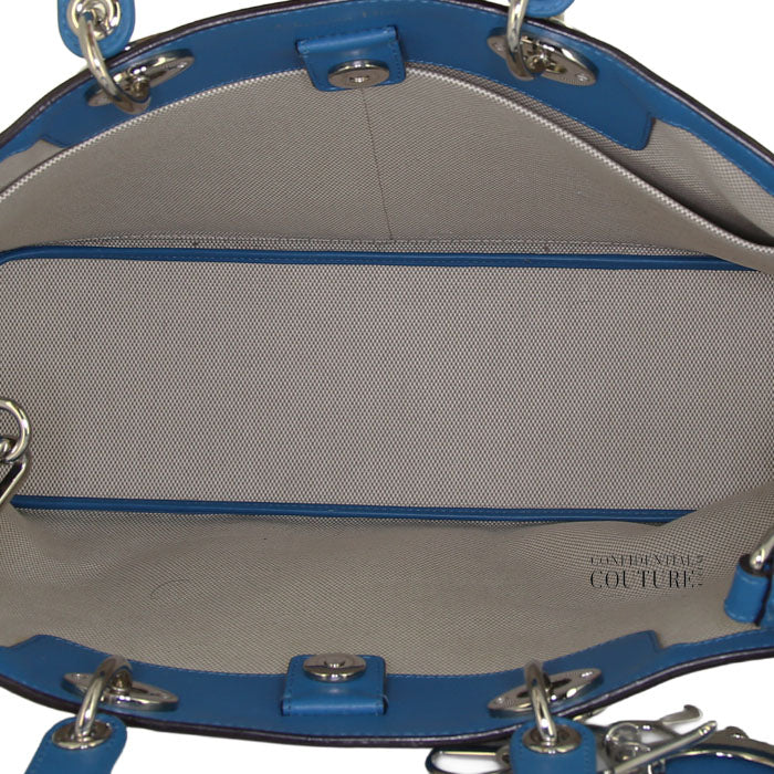 Beige/Blue Canvas Diorissimo Large Bag