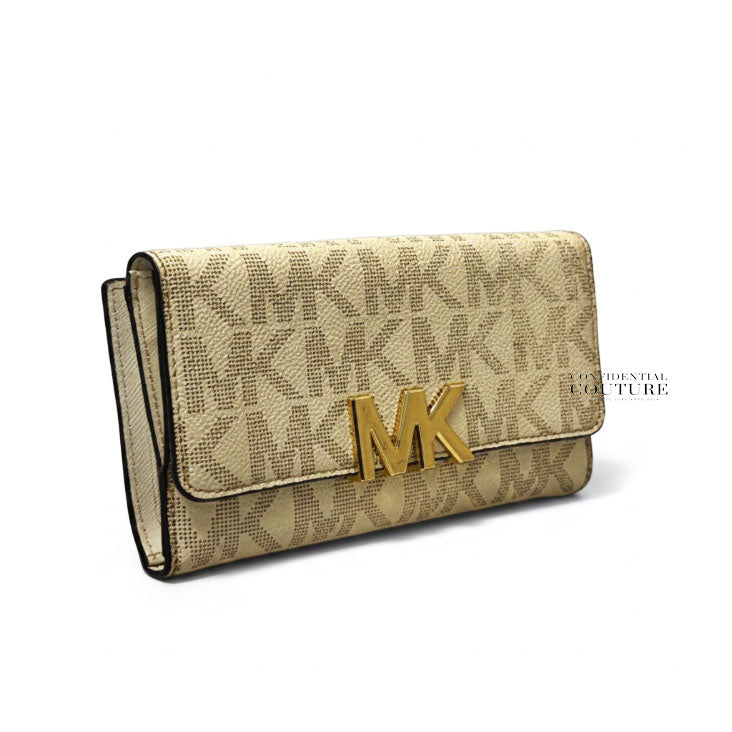 Pale Gold Jet Set Logo Tri-Fold Wallet