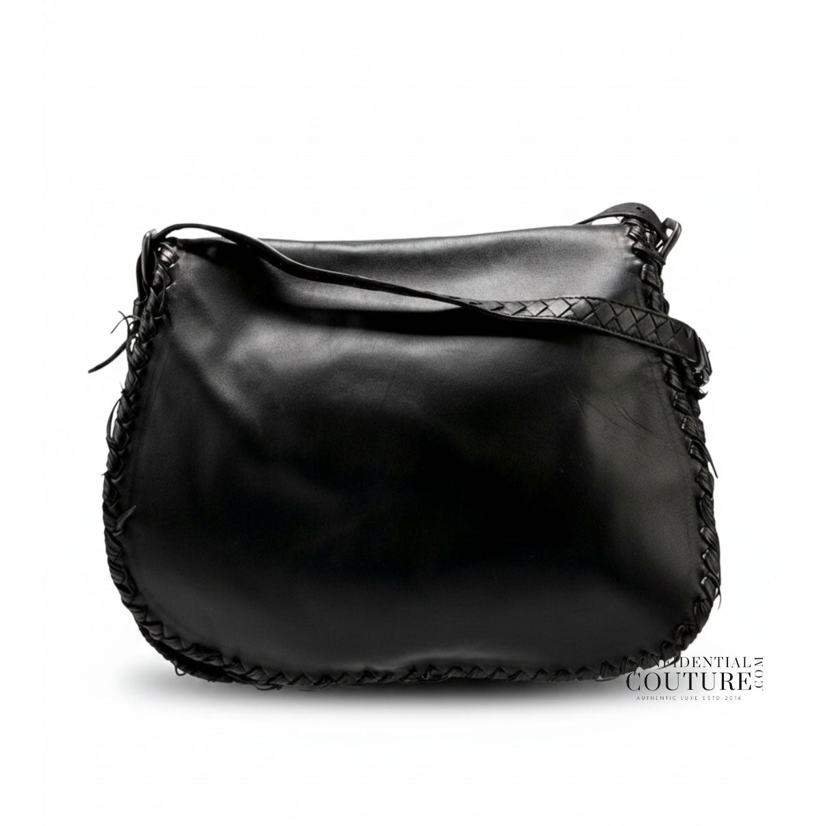 Black Leather Crossbody Messenger Bag