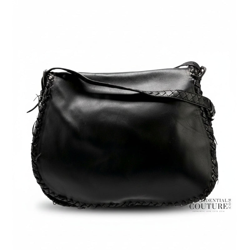 Black Leather Crossbody Messenger Bag