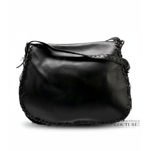 Black Leather Crossbody Messenger Bag