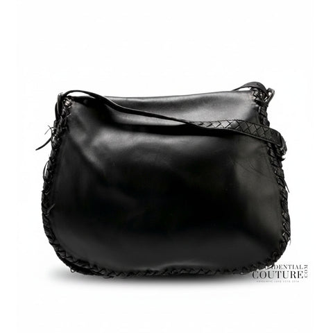 Black Leather Crossbody Messenger Bag