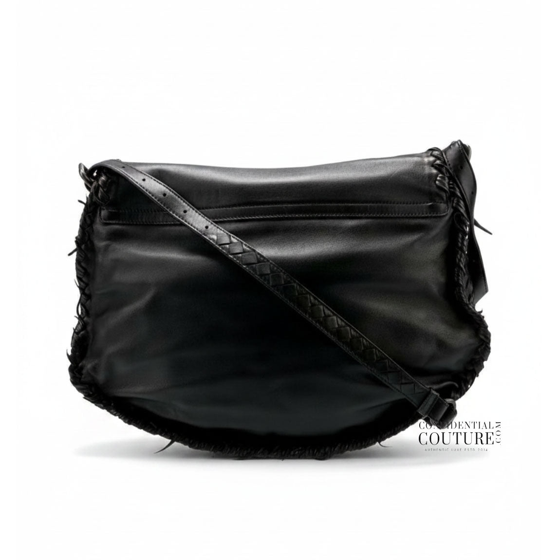 Black Leather Crossbody Messenger Bag