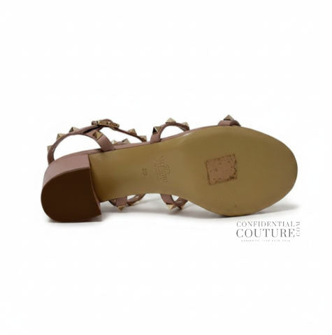 Poudre Rockstud Calfskin Ankle Strap Sandal EU 38 | US 8 | UK 5